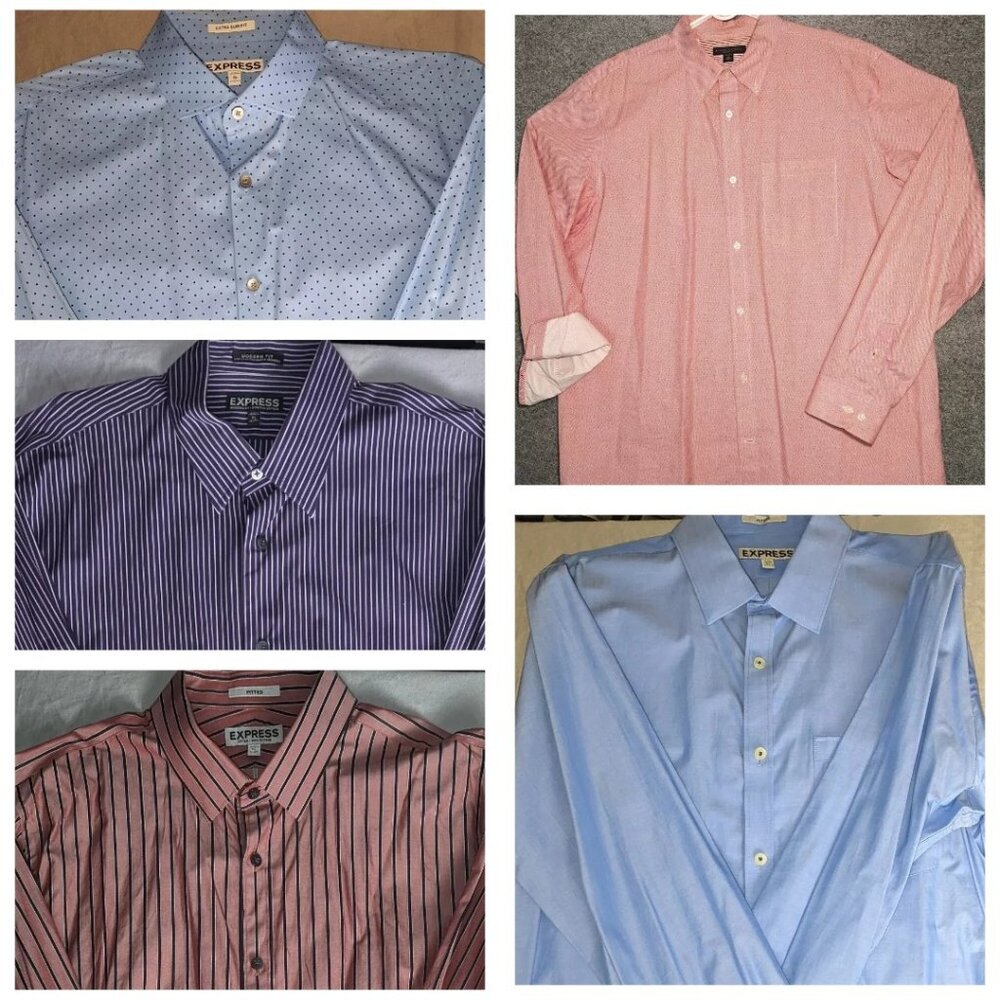 Lot of 5 Men’s XL Dress Shirts – Banana Republic & Express Plaid | Pre-Owned